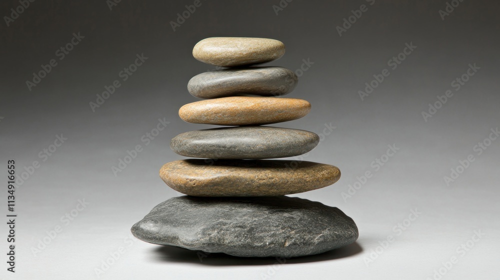 Tranquil Zen stone stack, balanced perfectly for meditation, evoking peace, serenity, and balance. Tranquil Zen stone stack, balanced perfectly for meditation, evoking peace, serenity, and balance.