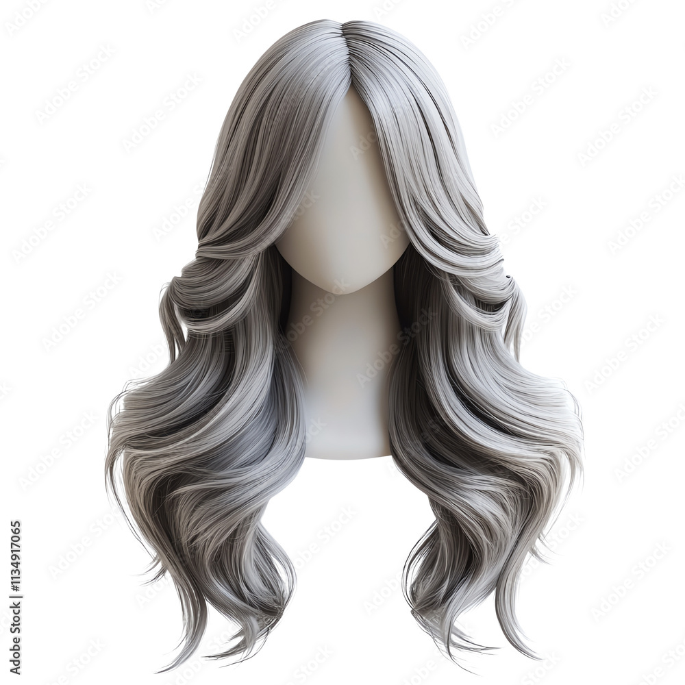 A stylish grey wig with soft waves, displaying a natural look and flowing texture, perfect for various fashion statements. A stylish grey wig with soft waves, displaying a natural look and flowing texture, perfect for various fashion statements.