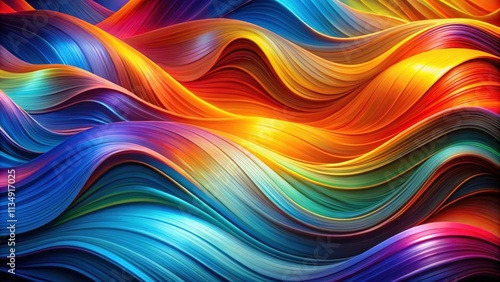 Abstract Colorful Wavy Lines Flowing and Intertwining, Creating a Vibrant and Dynamic Composition