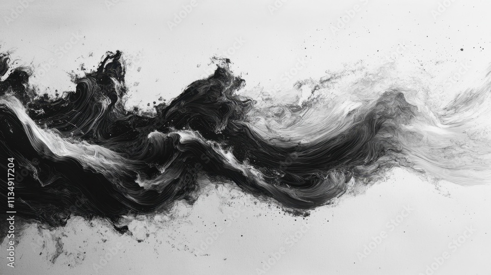 Dynamic waves of monochrome flowing gracefully across a canvas, evoking abstract beauty and emotional depth Dynamic waves of monochrome flowing gracefully across a canvas, evoking abstract beauty and emotional depth