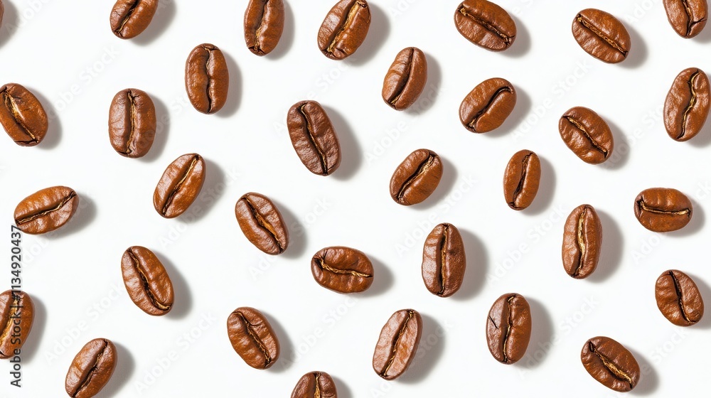 Aesthetic Arrangement of Roasted Coffee Beans on White Background for Beverage and Culinary Use in Food Photography and Advertising Aesthetic Arrangement of Roasted Coffee Beans on White Background for Beverage and Culinary Use in Food Photography and Advertising