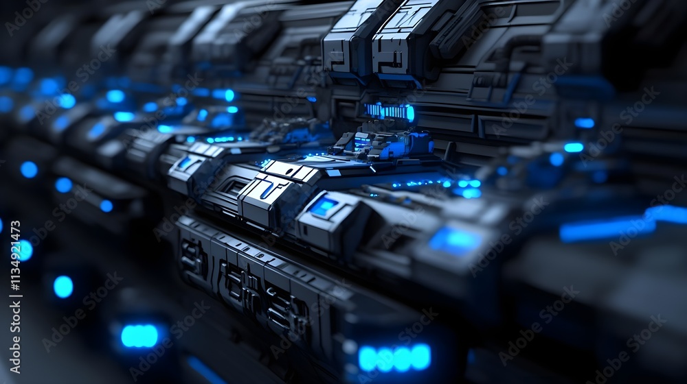 Obraz premium Futuristic Technology with Blue Lights and Sleek Design Elements