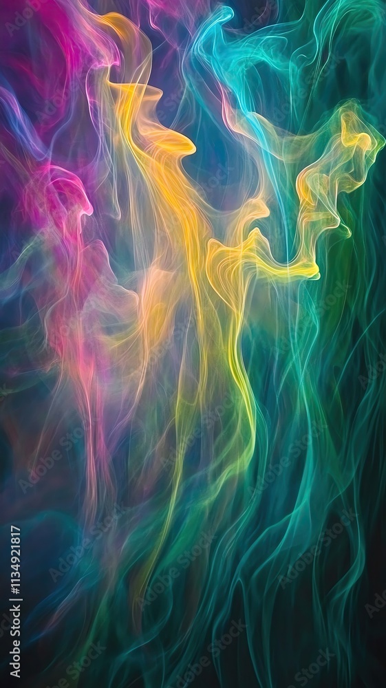 Obraz premium Celestial Energy Blends Abstract colorful smoke swirls, vibrant hues