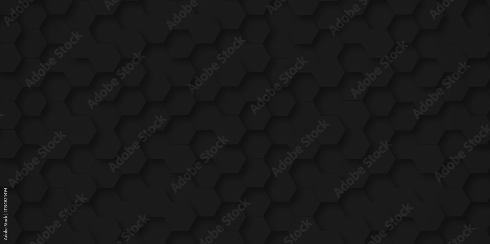 Realistic geometric pattern dark black Hexagonal Background. Luxury Pattern. 3D Futuristic abstract honeycomb mosaic black background. geometric mesh web cell texture. modern futuristic wallpaper. Realistic geometric pattern dark black Hexagonal Background. Luxury Pattern. 3D Futuristic abstract honeycomb mosaic black background. geometric mesh web cell texture. modern futuristic wallpaper.