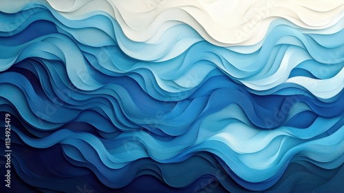 Swirling hues of blue capture the essence of ocean waves in a mesmerizing abstract design