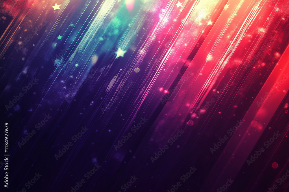 Fototapeta premium USA Celebration With Fireworks And Sparklers On Blurred American Flag