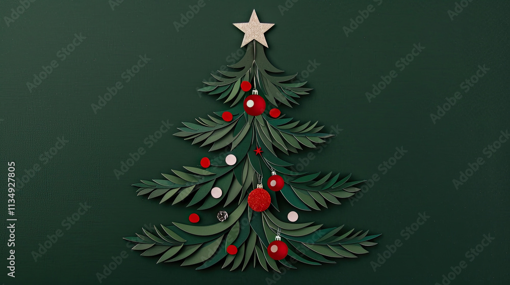 Obraz premium Christmas tree with red and green ornaments