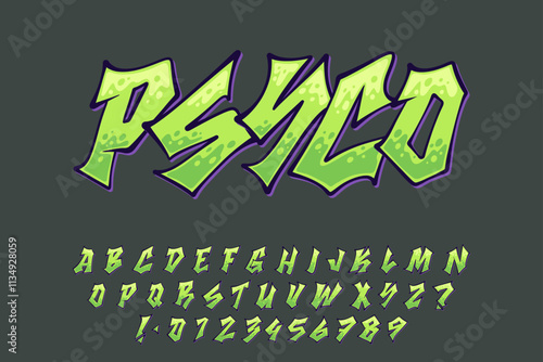 Alphabet Green Taper Graffiti vector Letters