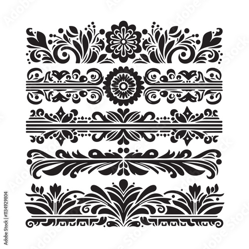 Graphic recourse border vector art silhouette on white background