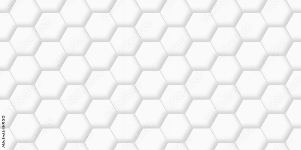 Realistic geometric pattern White Hexagonal Background. Luxury White Pattern. 3D Futuristic abstract honeycomb mosaic white background. geometric mesh cell texture. modern futuristic wallpaper.