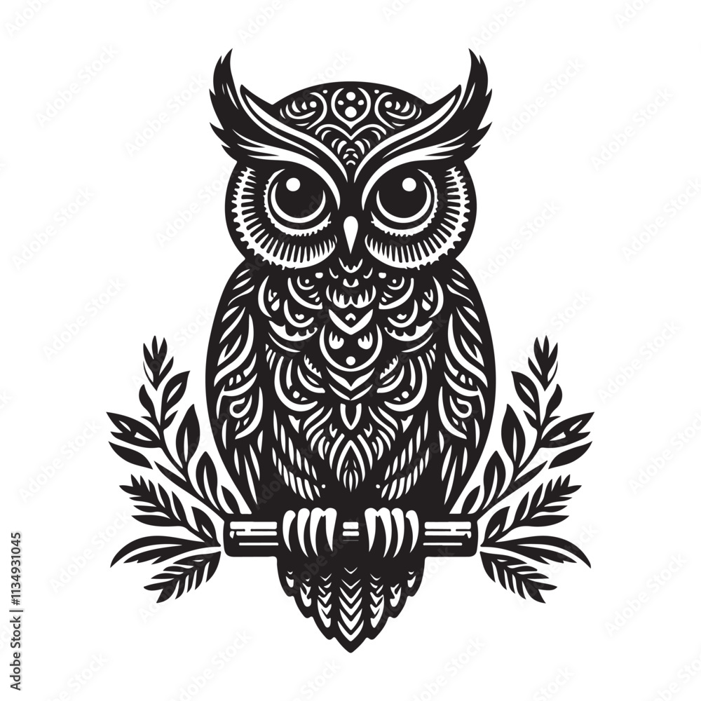 Naklejka premium owl silhouette vector on white background