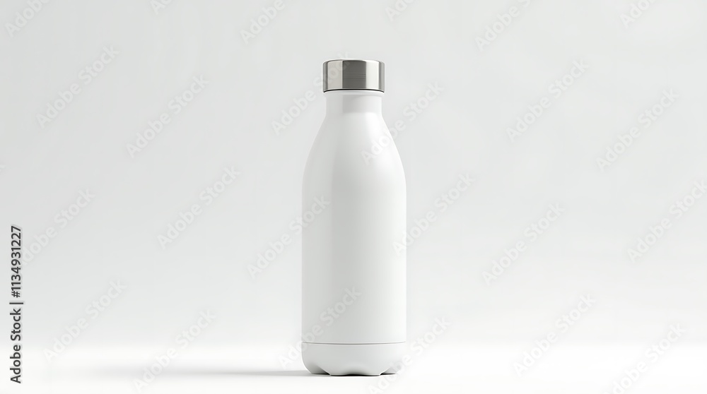 mockup Blank White Insulated Water Bottle mockup on White Background, Generative AI mockup Blank White Insulated Water Bottle mockup on White Background, Generative AI