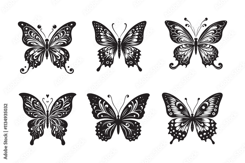 Butterfly Silhouette Vector on white background Butterfly Silhouette Vector on white background