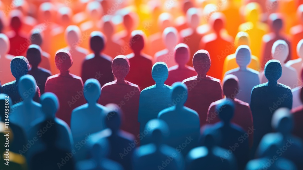 Fototapeta premium Diverse abstract crowd representing market segmentation and customer relationship management in business research and human resource management contexts