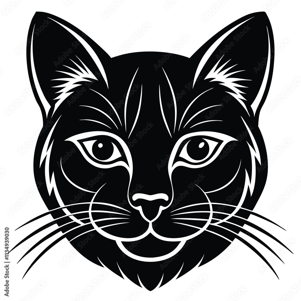 Stylish Black and White Cat Head Graphic Stylish Black and White Cat Head Graphic