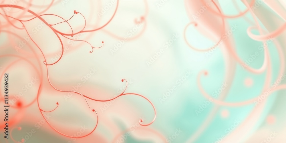 Delicate Pink Vines in a Blurred Aqua Background Delicate Pink Vines in a Blurred Aqua Background