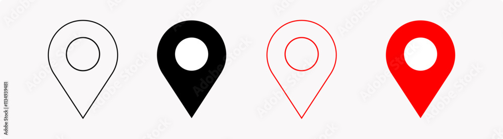 Location icon symbol, Pin symbol Indicates the location of the GPS map. vector illustration. Location icon symbol, Pin symbol Indicates the location of the GPS map. vector illustration.