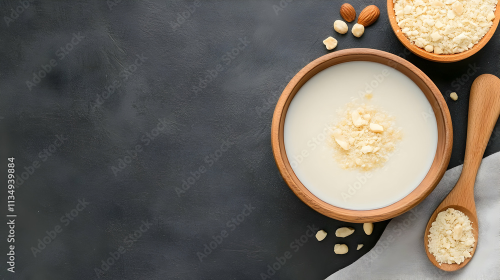 Creamy Nut Milk Bowl Food Photo Creamy Nut Milk Bowl Food Photo