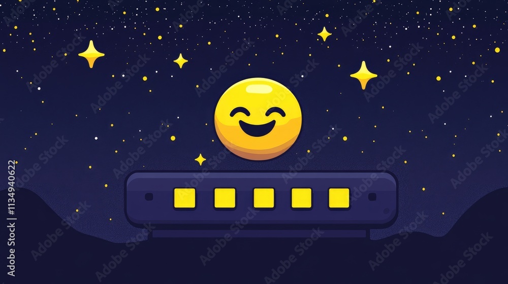 Naklejka premium Customer satisfaction assessment with emoji feedback scale showcasing positive user experience and decision-making in online reviews.