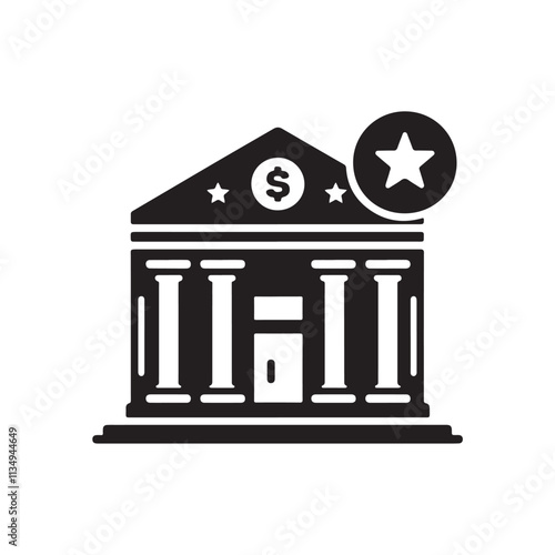 Bank icon silhouette on white background