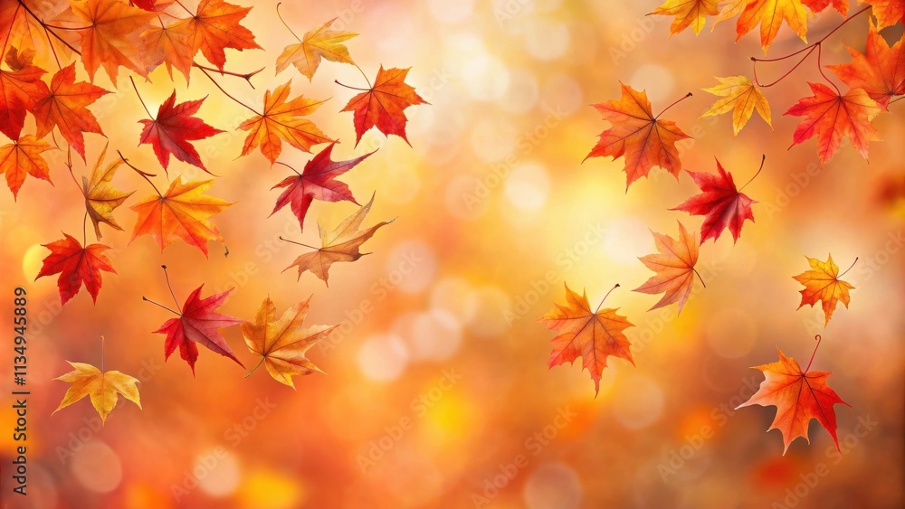 Autumn Leaves Falling Through a Warm Bokeh Background Autumn Leaves Falling Through a Warm Bokeh Background