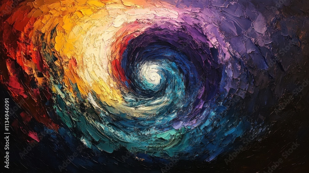 Vibrant swirl of color resembles a cosmic whirlpool merging hues of blue, purple, and gold in an abstract masterpiece Vibrant swirl of color resembles a cosmic whirlpool merging hues of blue, purple, and gold in an abstract masterpiece