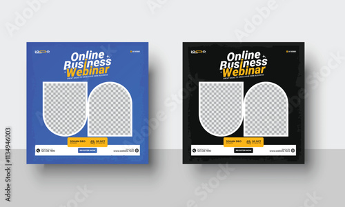 Business webinar invitation design. Webinar and business conference social media post template.social media posts and website ads.