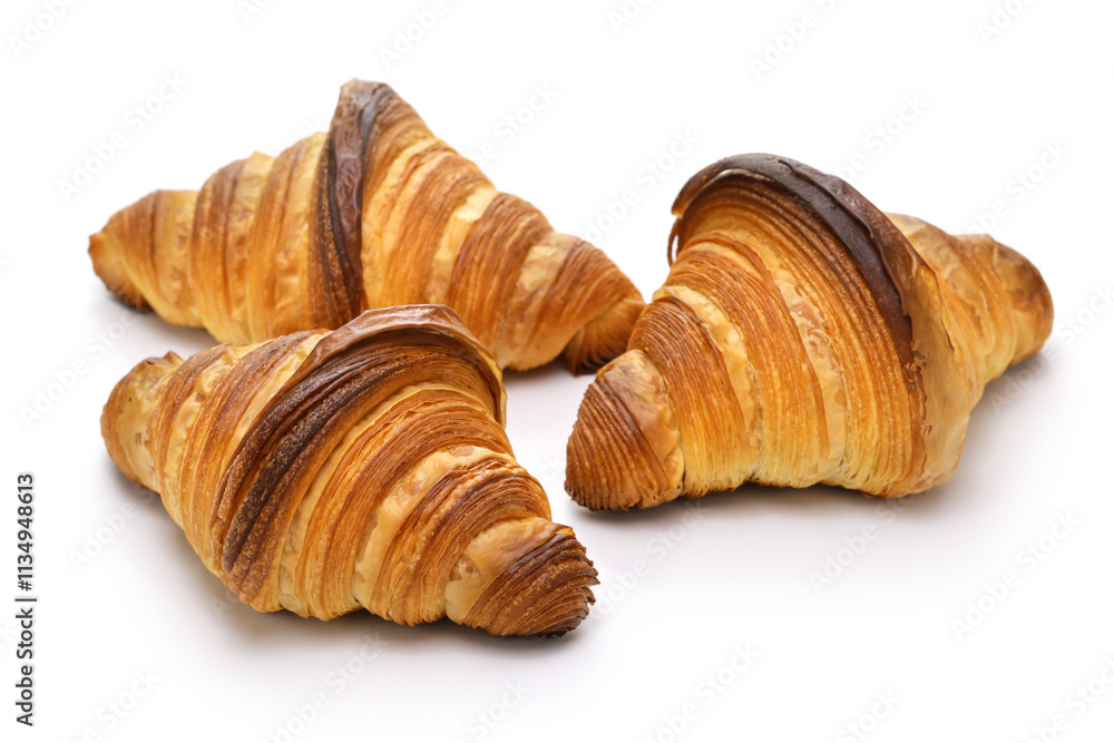 three croissants isolated on white background three croissants isolated on white background
