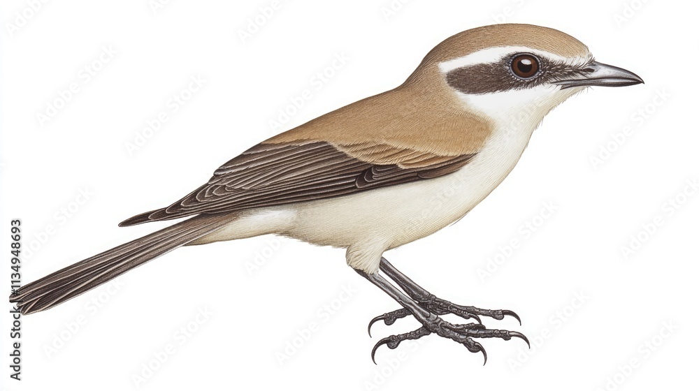 Fototapeta premium Brown Shrike Migratory Songbird Common in Winter Found in Lowlands Towns and Forests Ideal for Nature and Wildlife Photography