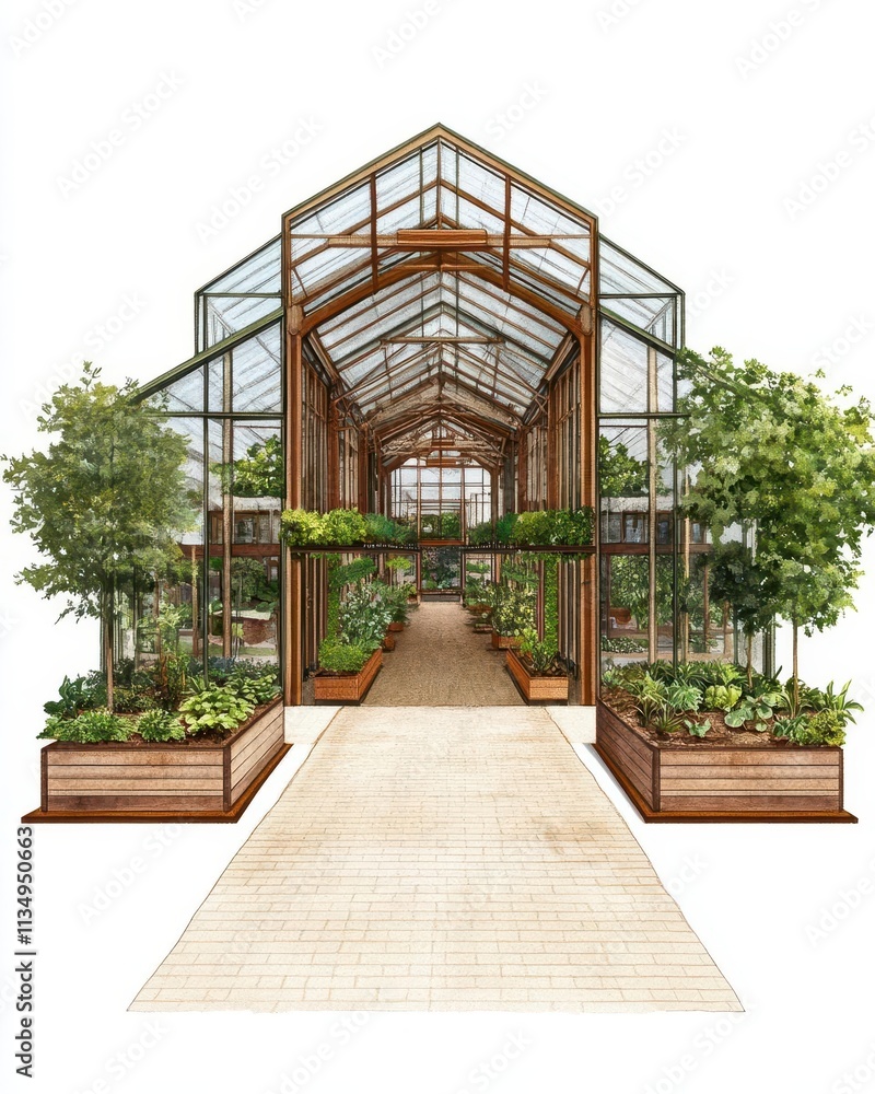 Net Zero Greenhouse Concept, A community garden project led by baby boomers, where they cultivate and share produce, blending sustainability and networking