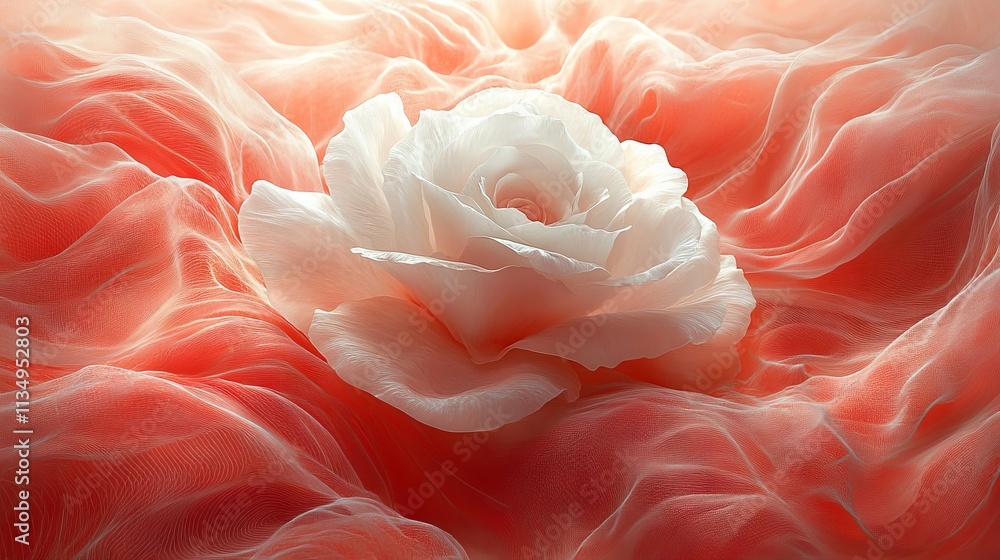 Peach fabric drapes over a delicate white rose. Soft, romantic, and feminine, perfect for backgrounds, cards, and blogs Peach fabric drapes over a delicate white rose. Soft, romantic, and feminine, perfect for backgrounds, cards, and blogs