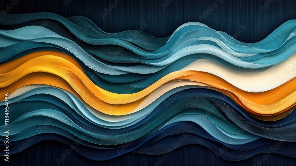 Vibrant waves of color create a mesmerizing abstract landscape in textured layers Vibrant waves of color create a mesmerizing abstract landscape in textured layers