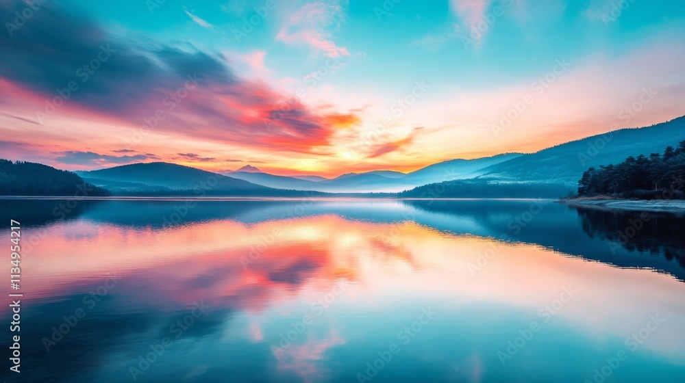 Serene Sunrise over a Calm Lake Serene Sunrise over a Calm Lake