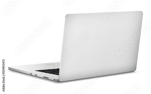 Laptop backside isolated on white background photo