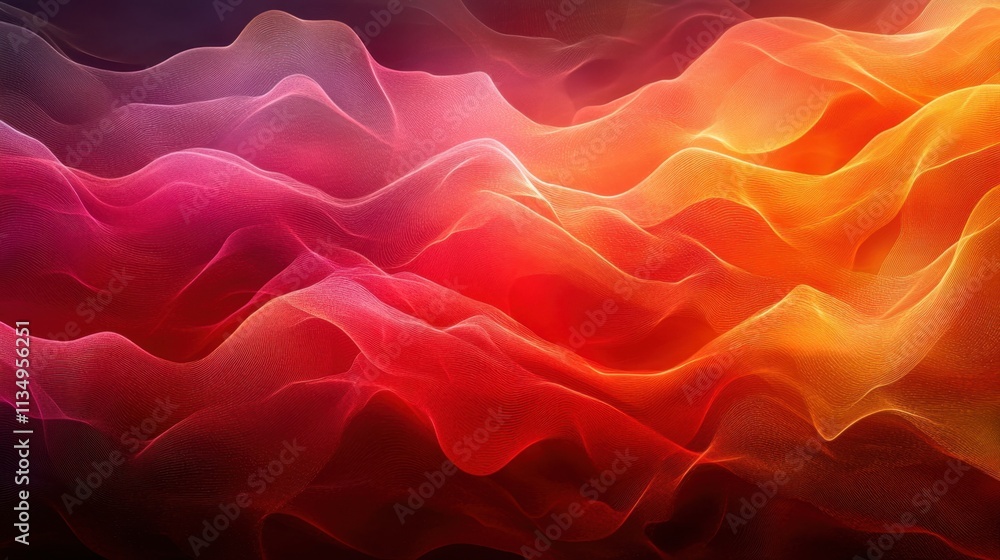 Obraz premium Layers of vibrant waves dance in fiery hues of red, orange and purple creating an abstract masterpiece of light and movement