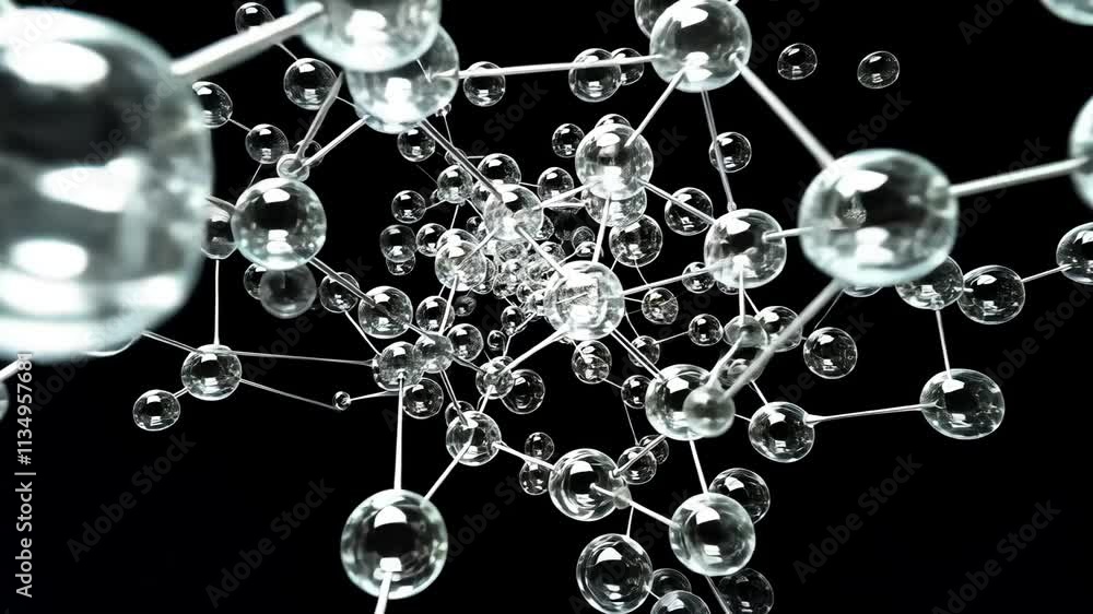 Molecular Network Design Illustration in 3D with Blue Atom and DNA Pattern Technology Molecular Network Design Illustration in 3D with Blue Atom and DNA Pattern Technology