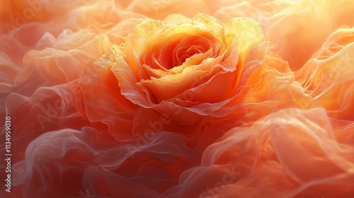 Wallpaper Mural Peach rose fabric drapes in warm light, creating a soft and elegant ambiance, perfect for romantic backgrounds or textile prints Torontodigital.ca