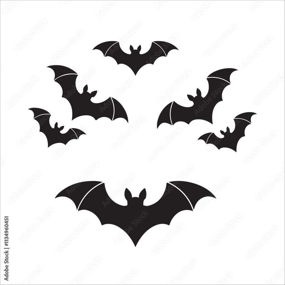 Naklejka premium Simple Black Silhouette Bat Design for Halloween