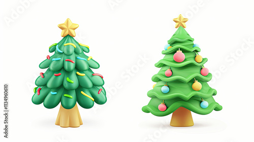 Stylish Christmas tree vector icon set