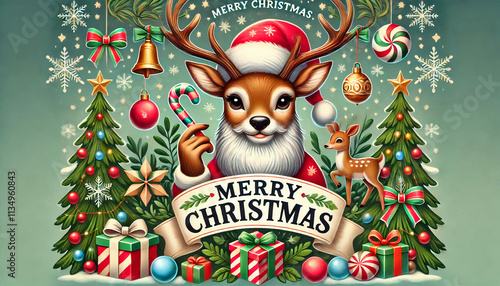 christmas card with reindeer