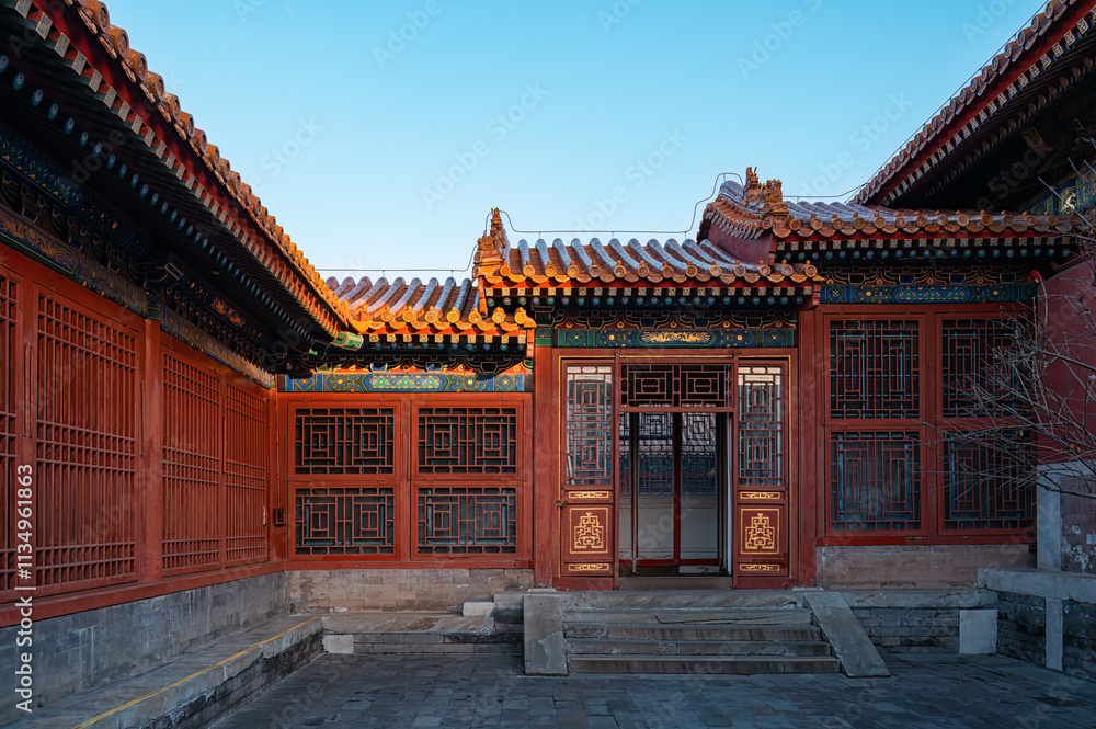 The courtyard in the Forbidden City in Beijing at dusk The courtyard in the Forbidden City in Beijing at dusk