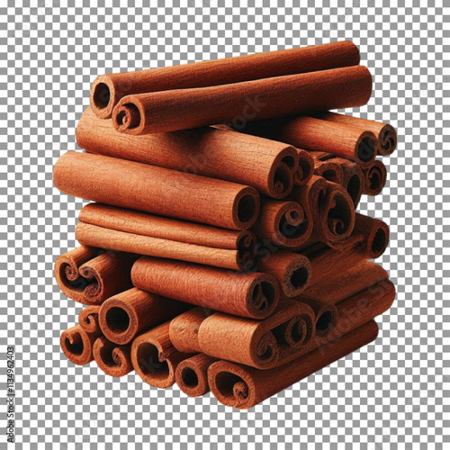 Natural Cinnamon Sticks for Cooking and Decoration on transparent background, png, psd
