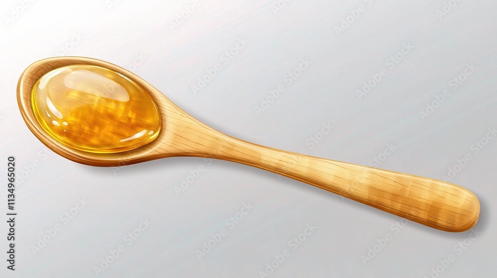 Wooden Spoon with Honey Drips Isolated on Light Background Wooden Spoon with Honey Drips Isolated on Light Background