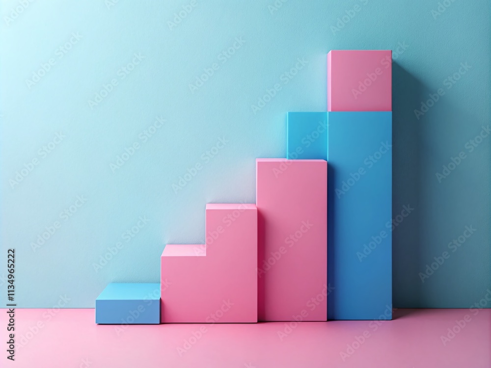 Five Horizontal Steps Infographic Template with Pink and Blue Color Blocks and Large Numbers for Data Presentation and Business Strategy Visualization Five Horizontal Steps Infographic Template with Pink and Blue Color Blocks and Large Numbers for Data Presentation and Business Strategy Visualization