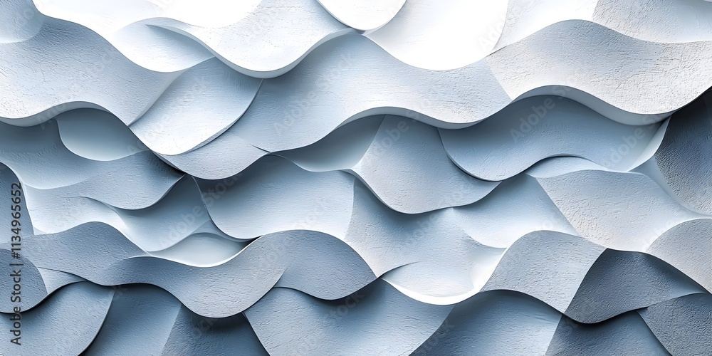 An artistic close-up of textured wavy wall panels in varying shades of blue and white, creating a serene and modern aesthetic that enhances any interior space. An artistic close-up of textured wavy wall panels in varying shades of blue and white, creating a serene and modern aesthetic that enhances any interior space.