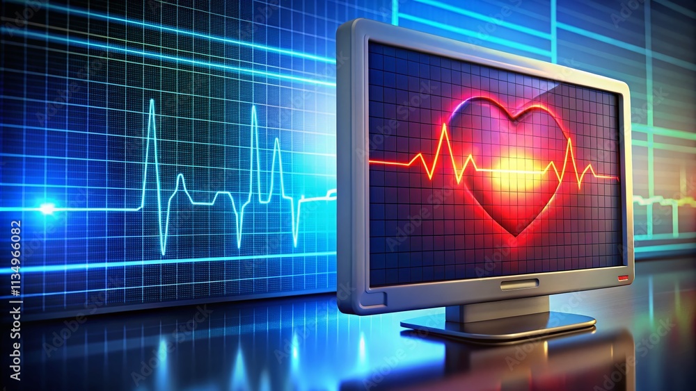 Flatline Concept: A Visual Representation of Life's End, Featuring a Medical Monitor Displaying a Heart Rate Flatline Graph with Copy Space for Text or Graphics Flatline Concept: A Visual Representation of Life's End, Featuring a Medical Monitor Displaying a Heart Rate Flatline Graph with Copy Space for Text or Graphics