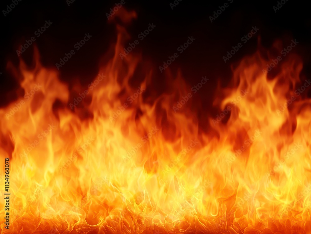 Fiery Inferno Wall of Blazing Orange and Yellow Flames Fiery Inferno Wall of Blazing Orange and Yellow Flames