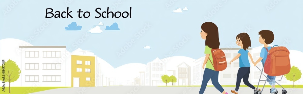 Obraz premium Back to school poster, Back to school sale horizontal banner vector illustration design