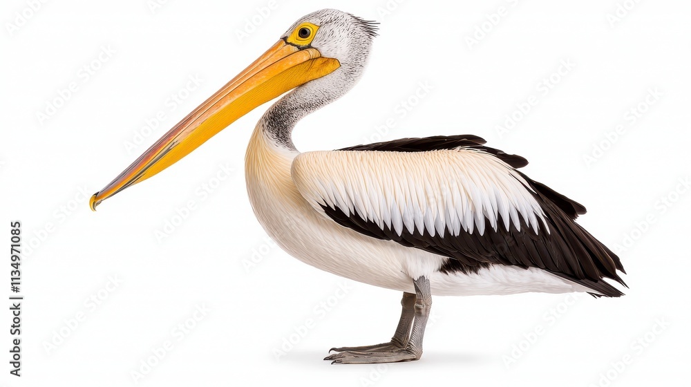 Australian Pelican Profile White Background Wildlife Photography Australian Pelican Profile White Background Wildlife Photography