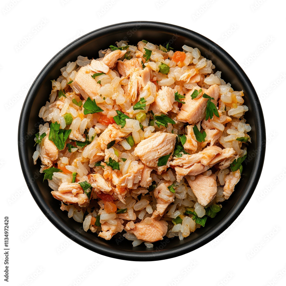 Delicious salmon rice bowl for a healthy meal. transparent background Delicious salmon rice bowl for a healthy meal. transparent background